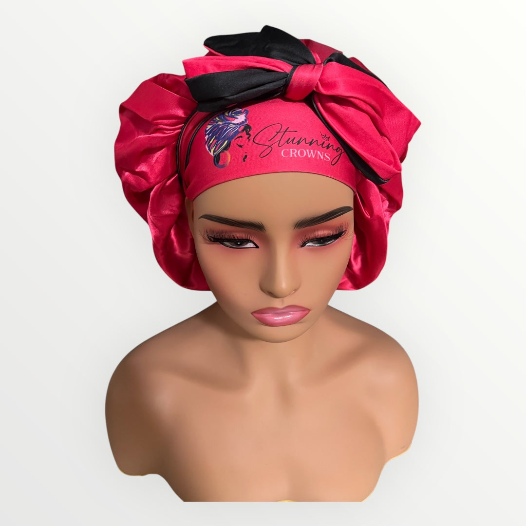 Hot Pink Adjustable-Tie Bonnet