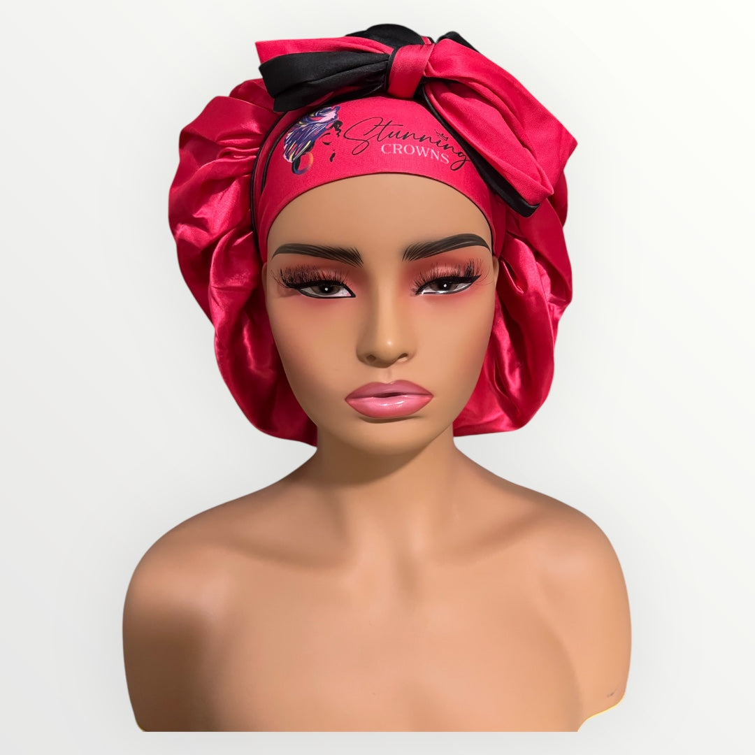 Hot Pink Adjustable-Tie Bonnet