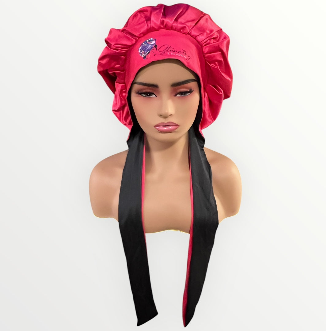 Hot Pink Adjustable-Tie Bonnet